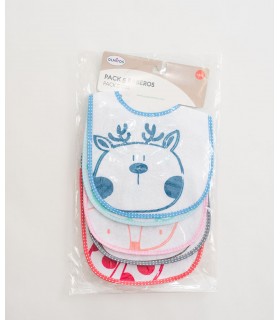 Defina 5 babadores com desenhos Olmitos