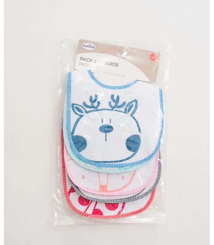 Comprar Conjunto de 5 babadores con dibujos Olmitos a preço promocional