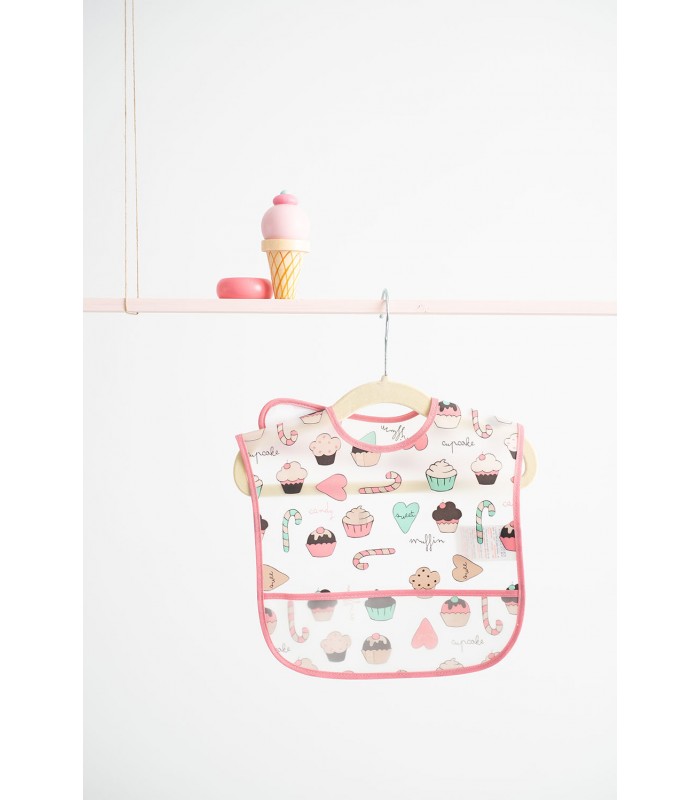 Babero de vinilo Olmitos | Bolsillo recogemigas 39x35cm