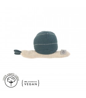 Knit snail toy Lässig | Organic cotton 17.5 cm blue