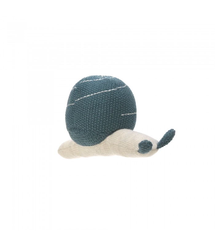 Knit snail toy Lässig | Organic cotton 17.5 cm blue