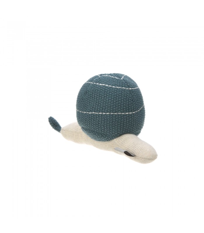 Knit snail toy Lässig | Organic cotton 17.5 cm blue