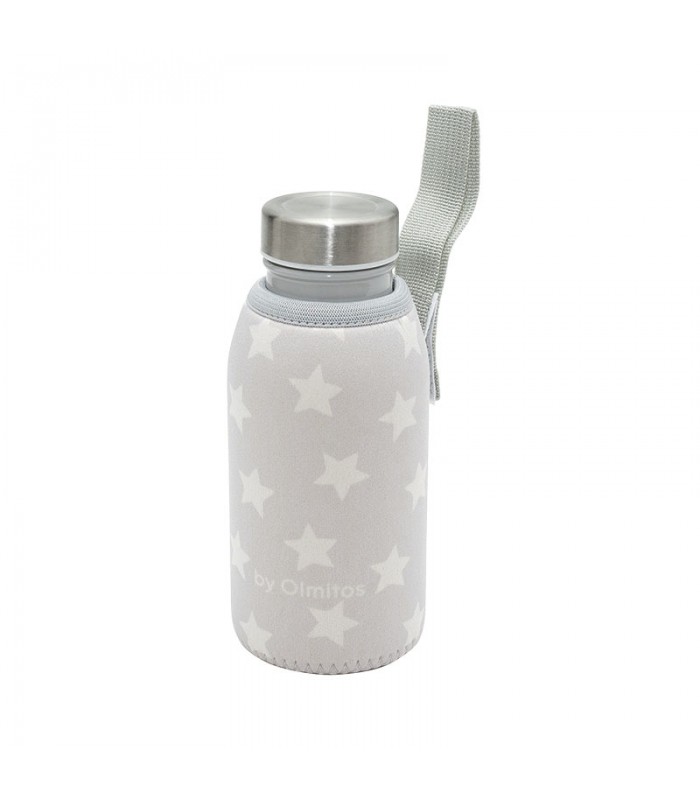 Stainless steel bottle + cover Olmitos | Gray stars