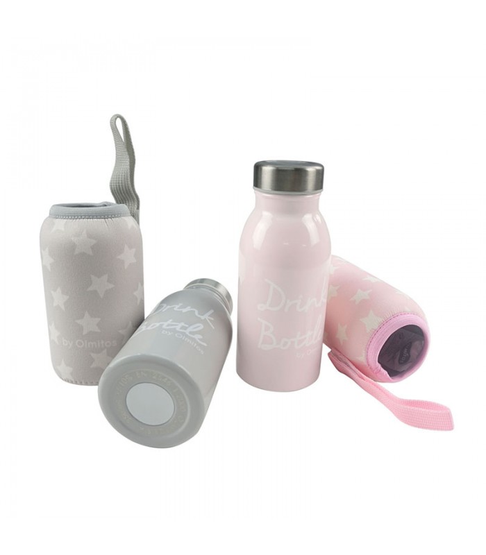 Stainless steel bottle + cover Olmitos | Gray stars