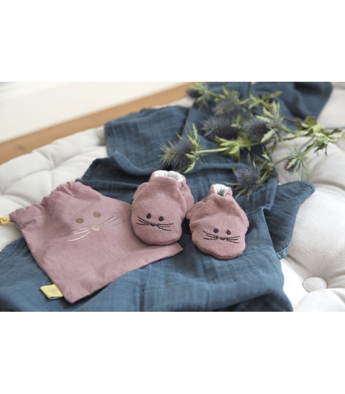 Baby shoes - one size Lässig | Organic cotton booties with animal face