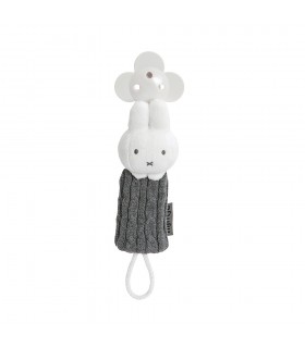 Pacifier clip Tiamo-Miffy | Gray woven flower clip