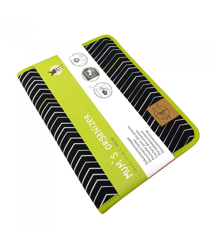 Zigzag Black & White Document Holder | Chevron Neon