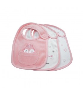 Set of 3 newborn bibs Rabbit/Fox Olmitos | Back in terry cloth 27x17