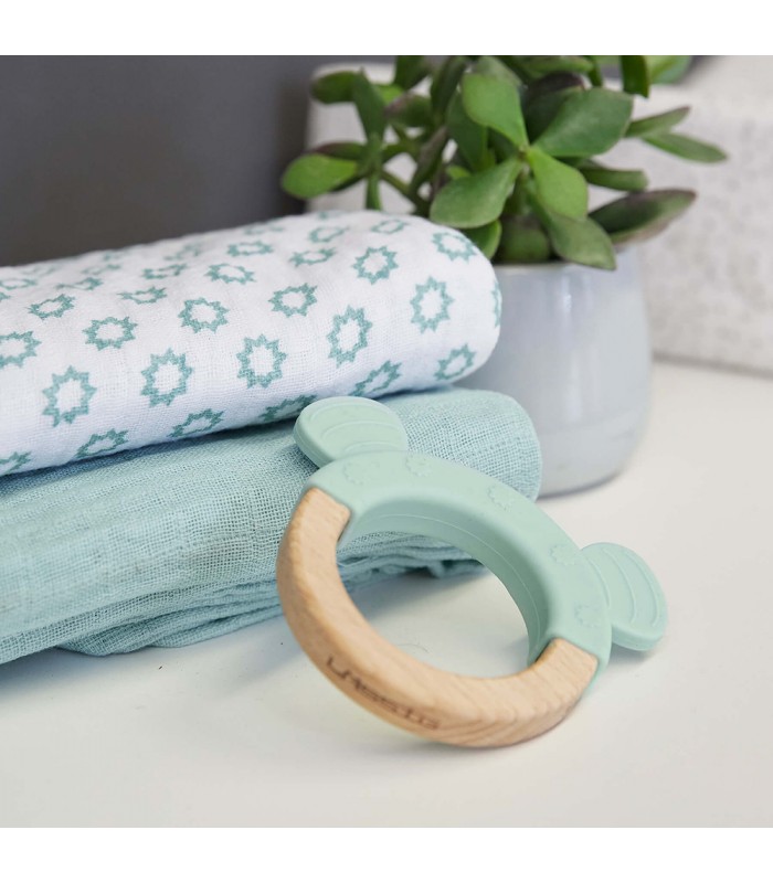 Silicone-wooden teether Little by Lässig | with ears