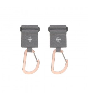 Set of 2 carabiners Lässig | Technical fastening in rose gold and grey polyester