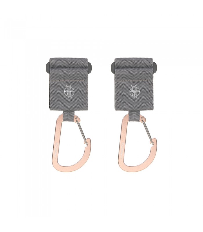 Set of 2 carabiners Lässig | Technical fastening in rose gold and grey polyester