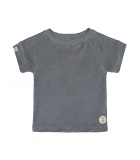 Terry cloth T-shirt Lässig | short sleeve round neck anthracite gray