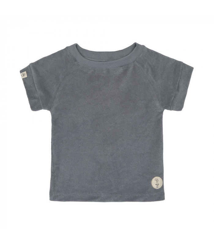 Terry cloth T-shirt Lässig | short sleeve round neck anthracite gray