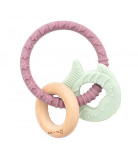Silicone and wood teether Olmitos | fish with stars and triangles