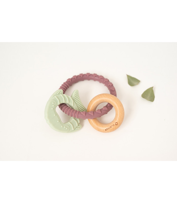 Silicone and wood teether Olmitos | fish with stars and triangles