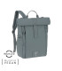Mochila Lässig gris de diseño rolltop con cierre de tira, correas acolchadas y materiales reciclados veganos.