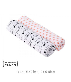Pack of 2 cotton muslin 120x120 Lässig | Pre-washed PETA Vegan swaddle