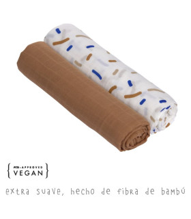 Pack of 2 120x120 Bamboo muslin Lässig | Viscose gauze