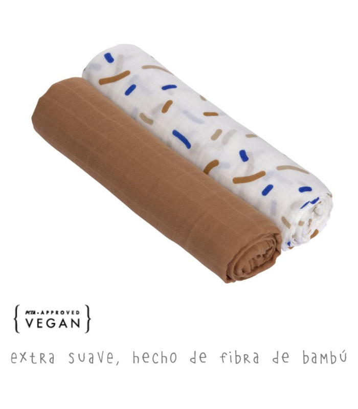 Pack of 2 120x120 Bamboo muslin Lässig | Viscose gauze