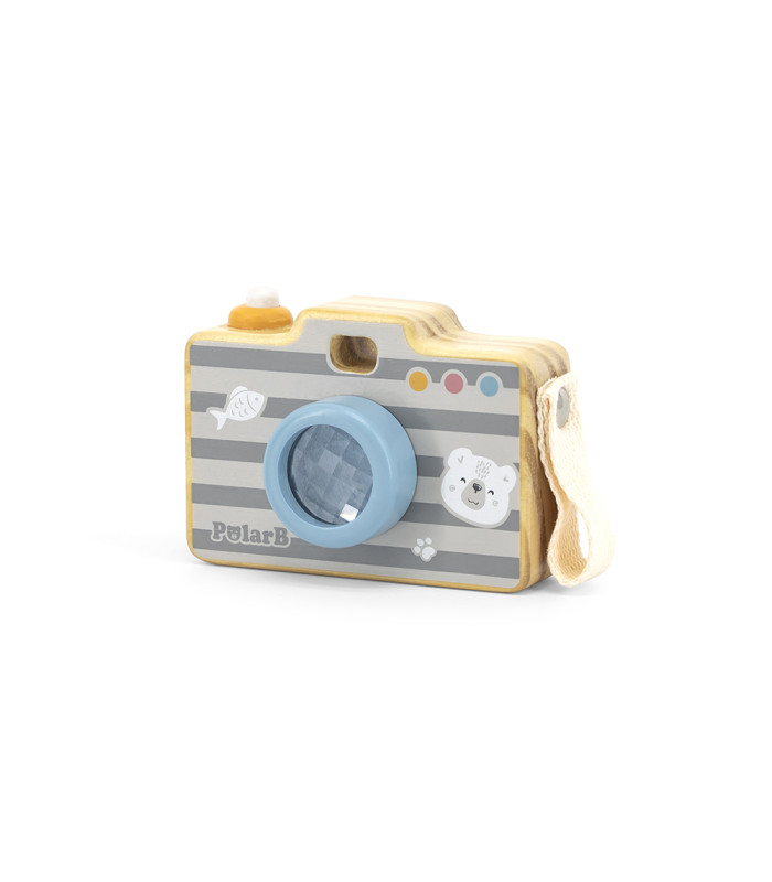 Camara de fotos de madera PolarB | visor caleidoscopio lente azul