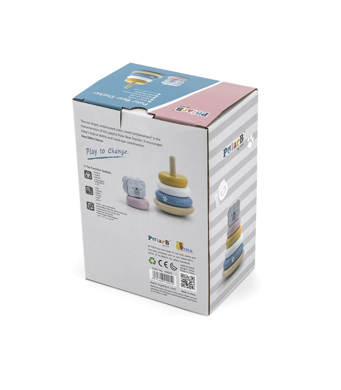 Juguete aros apilables PolarB | torre 6 piezas altura 135mm