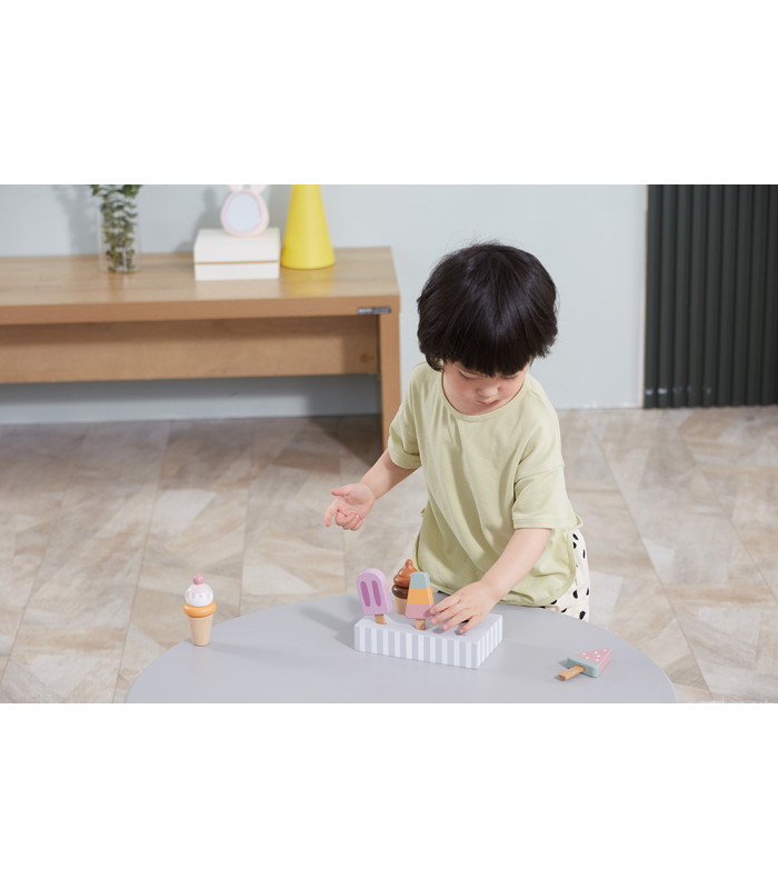 Heladera de madera PolarB | soporte cinco polos y conos tonos pasteles