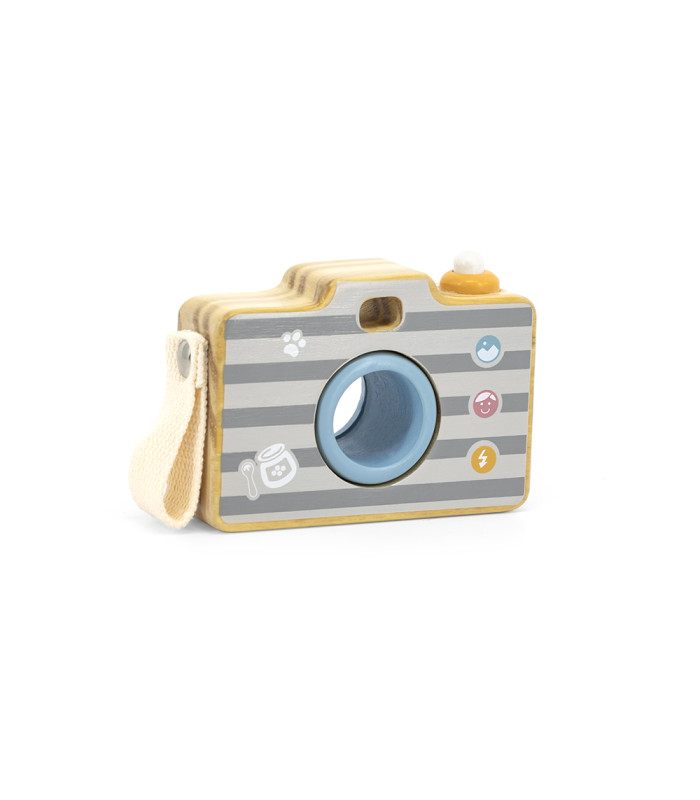 Camara de fotos de madera PolarB | visor caleidoscopio lente azul