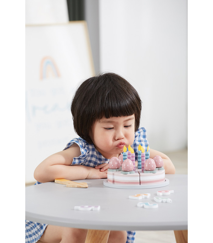 Tarta de cumpleaños de madera PolarB | Pastel con fresas y velas