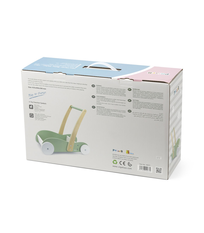 Andador Mini Mover madera polarB | Ruedas de goma y almacenaje