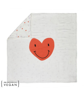 Soft reversible blanket 100x100 cm Lässig | Smile heart