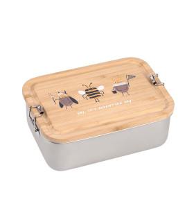 Stainless steel and bamboo lunchbox Lässig | 0.8l divider