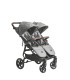 Silla gemelar VentTwin + Niu en color gris con chasis negro, manillar de cuero marrón y amplias capotas.
