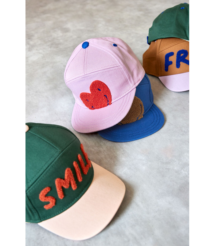 Baseball cap Casual | flexible visor beige embroidered smile