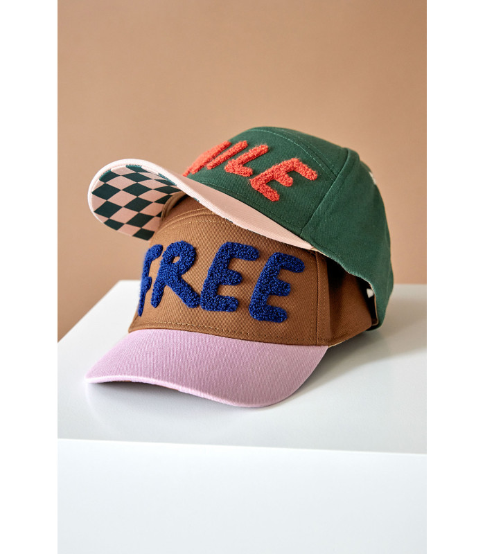 Baseball cap Casual | flexible visor beige embroidered smile