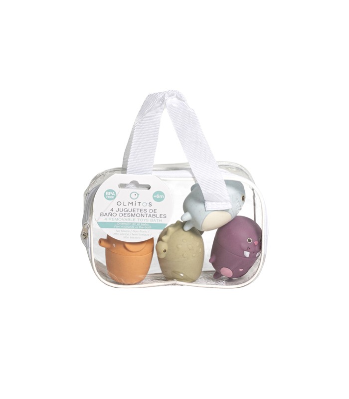 Bolsa 4 juguetes baño desmontables Olmitos | Cápsulas piezas