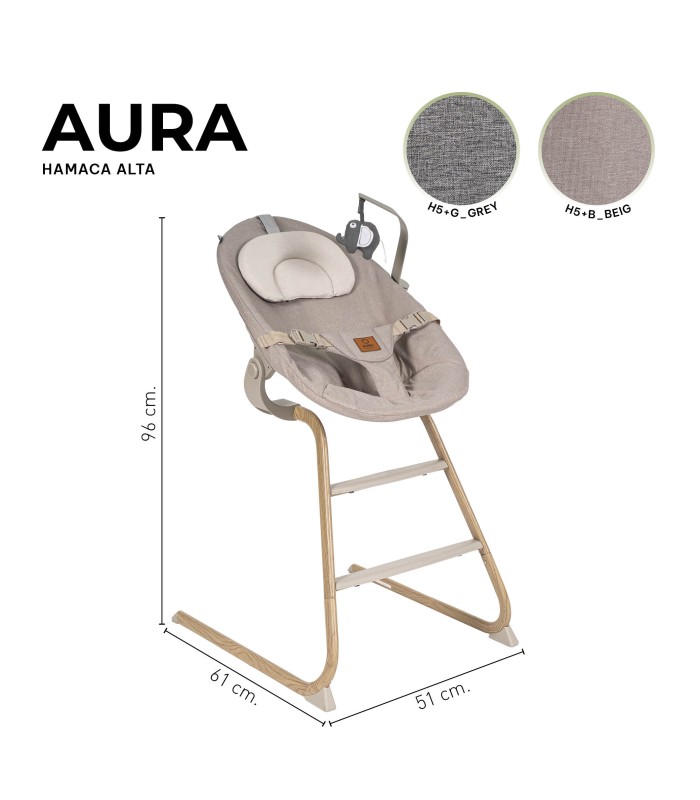 Hamaca + trona 4 en 1 Aura de Niu | Resistencia 60 kg y base curva