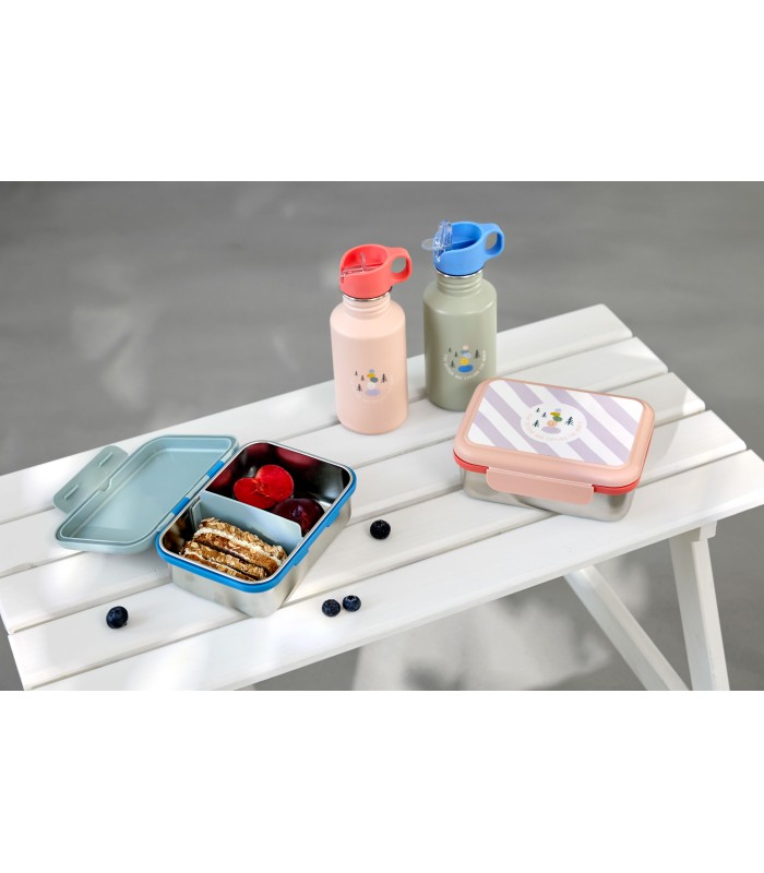 Fiambrera acero Lässig | 17,3cm con junta estanca y rayas