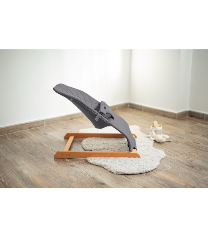 Hamaca de madera Maya Olmitos | Madera haya y algodón gris