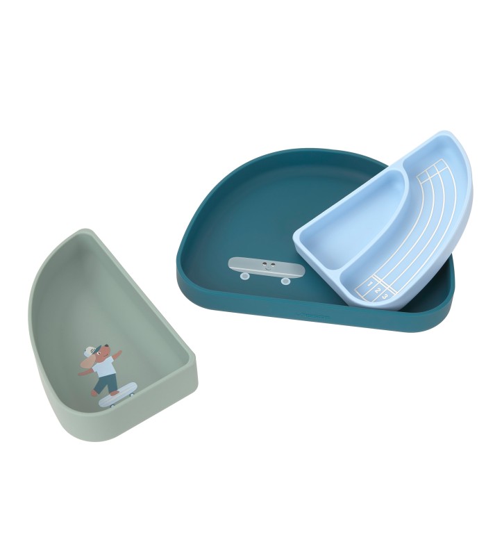 Juego de platos de silicona Lässig | trío encajable irrompible 21 cm