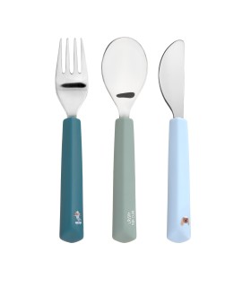 Cubiertos mango silicona Lässig | tricolor inoxidable +1 año