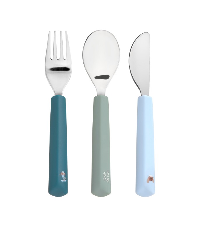 Silicone handle cutlery Lässig | tricolor stainless steel +1 year