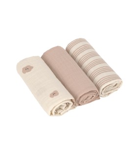 Pack 3 swaddle & Burp blanket 60x60 cm. Lssig