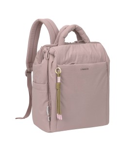 Mochila maternal Minoa de Lässig en color rosa palo, con diseño acolchado, asas superiores y correas ajustables.