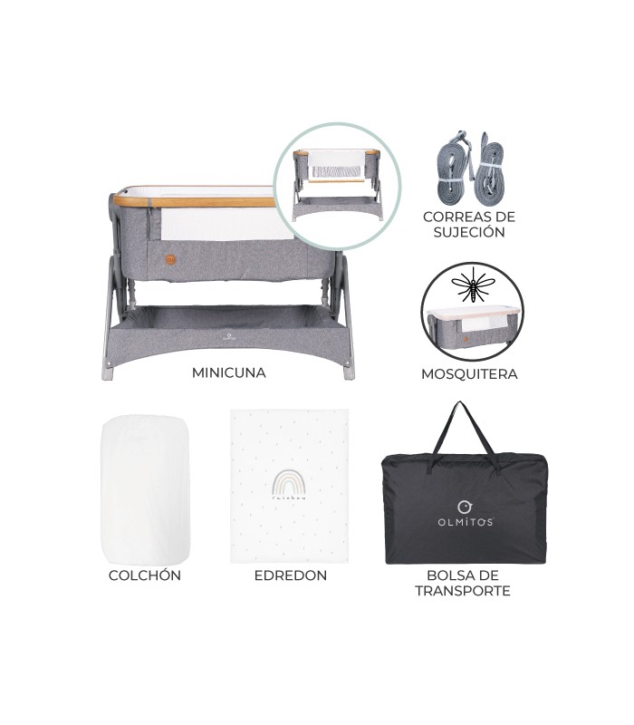 Co-sleeping crib Stella Olmitos | Wood and quilt included