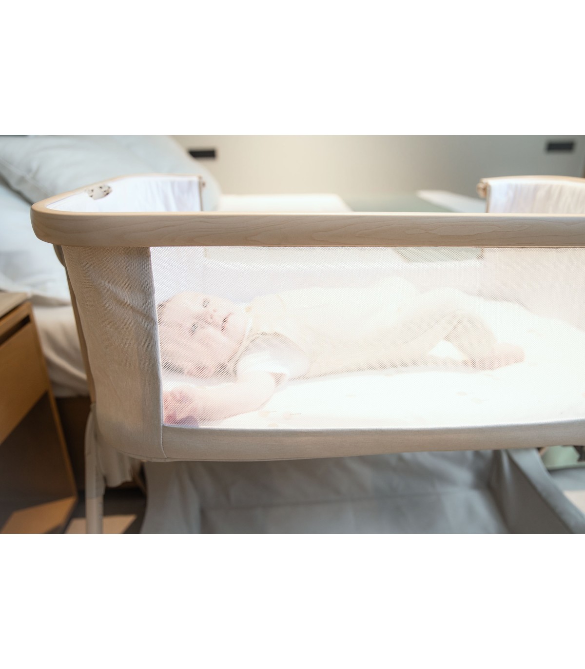 Minicama de co-sleeper Stella Olmitos | Inclui madeira e edredão