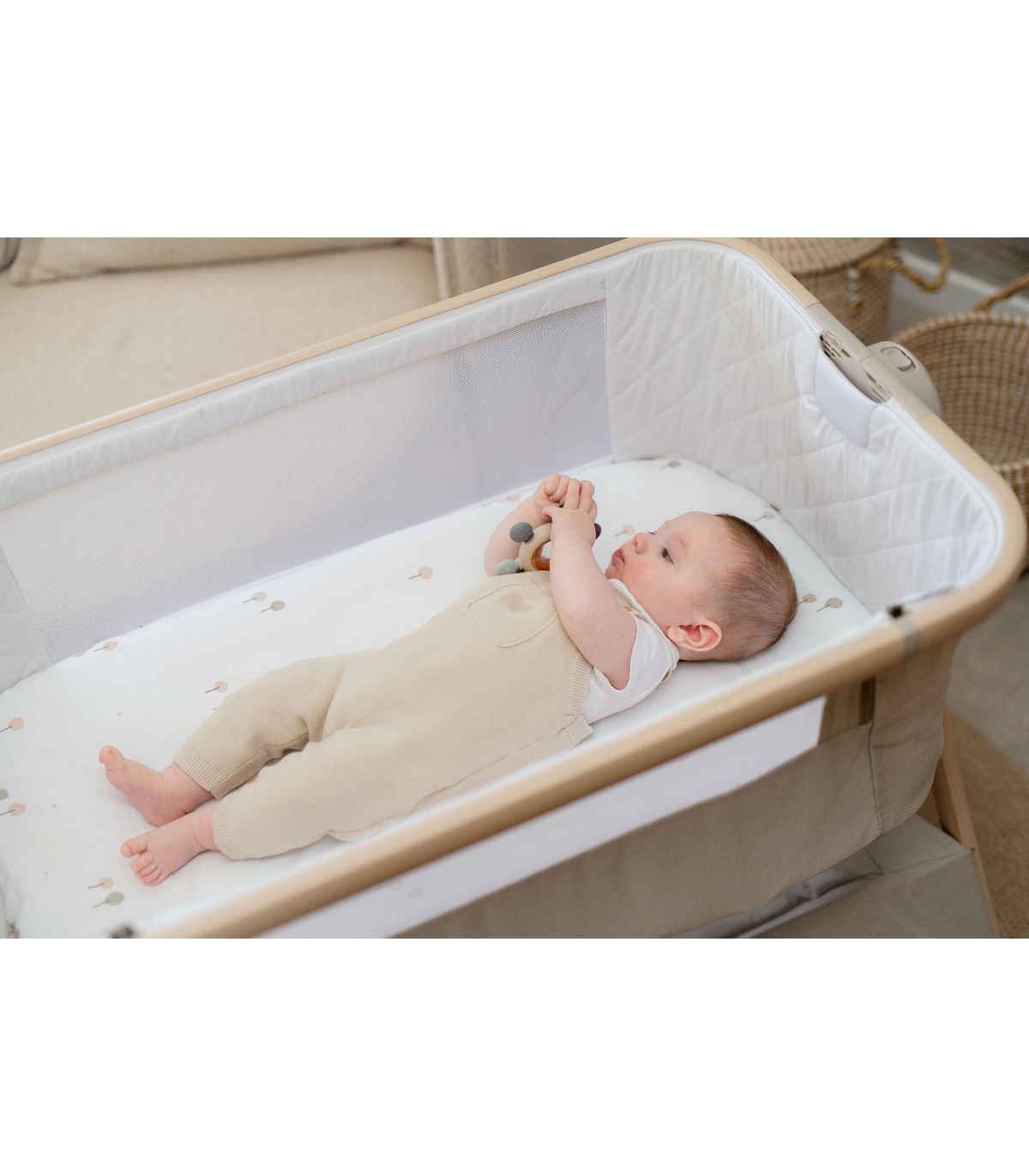 Co-sleeping crib Stella Olmitos | Wood and quilt included